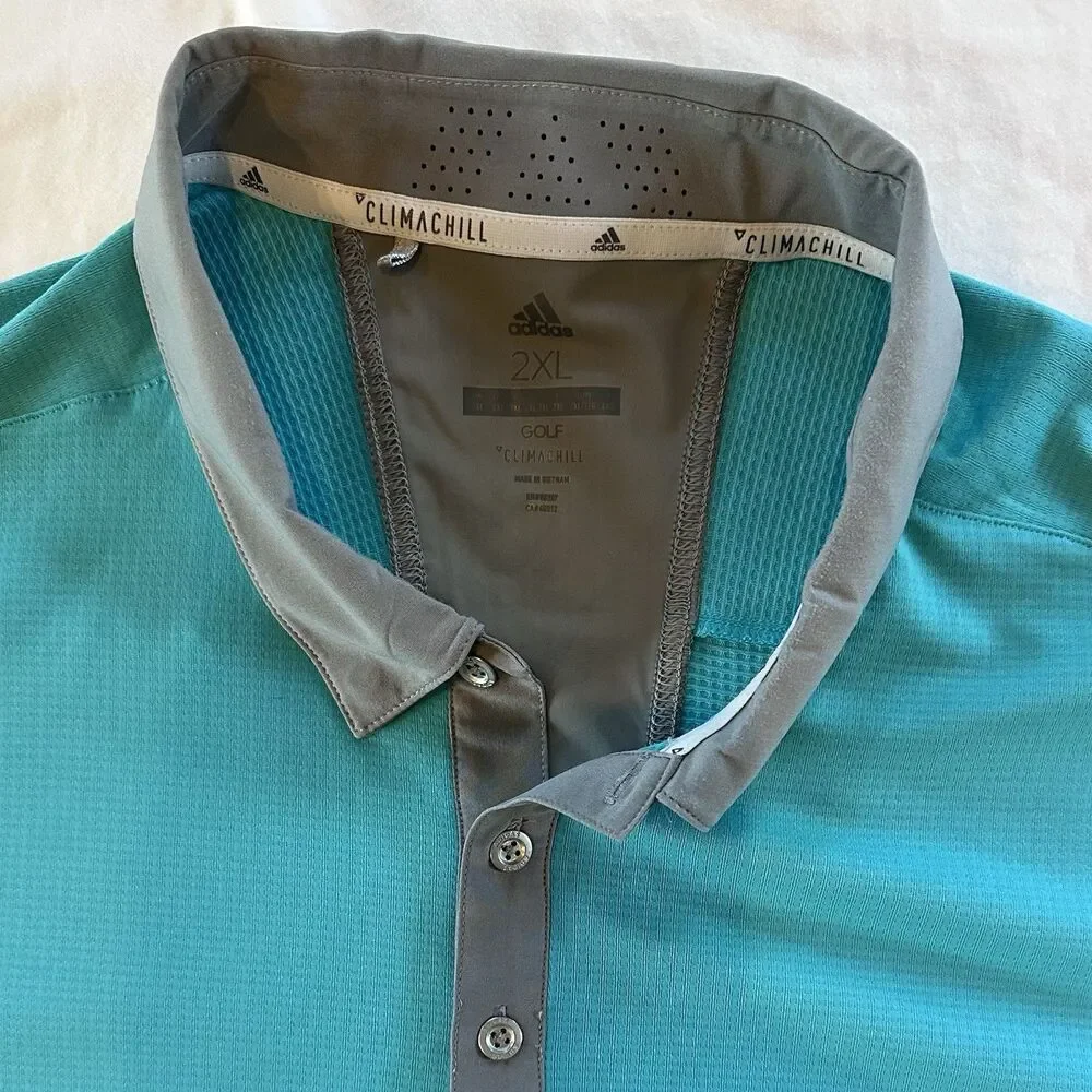 Adidas Golf Polo Shirt Men XL/2XL Reflective Climachill Performance Wicking